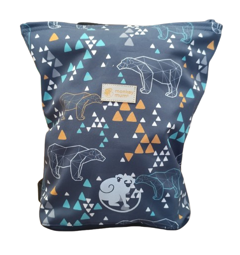 Zainetto softshell per bambini Monkey Mum® - Orso origami - Blu scuro