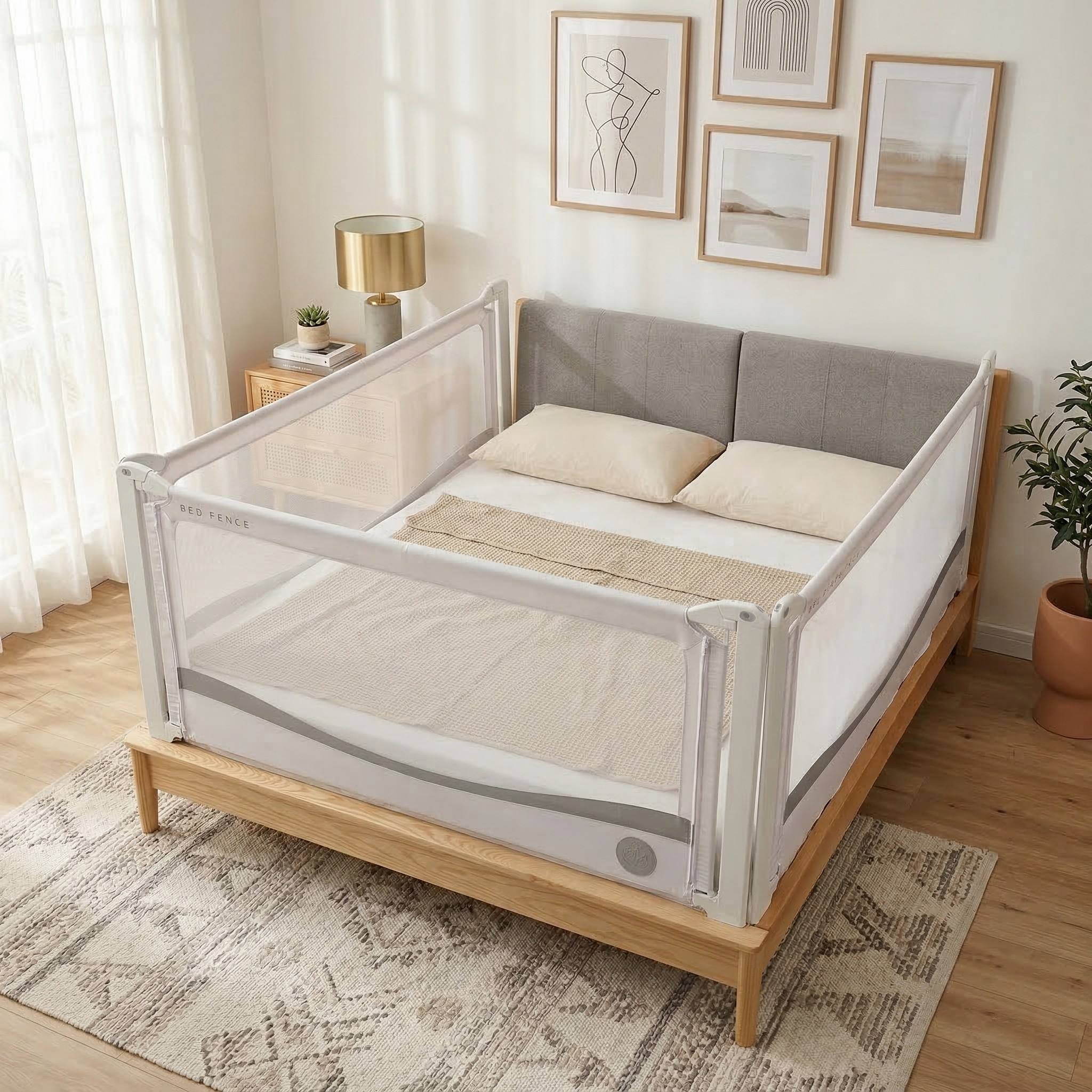 Barriera per letto Monkey Mum® Premium - grigio chiaro - fine serie