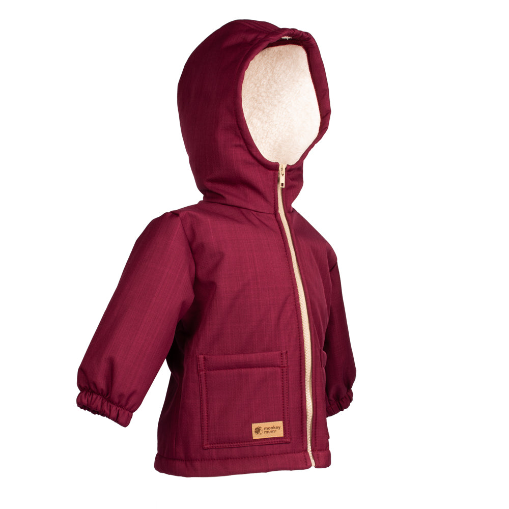 Giacca softshell invernale per bambini con agnello Monkey Mum® - Cappuccetto Rosso bordeaux