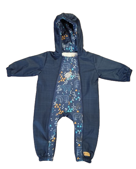 Monkey Mum® Tuta softshell invernale per bambini con interno in pile teddy - Fiaba del piccolo notiziario serale con l'orso - tag. 62/68, 74/80
