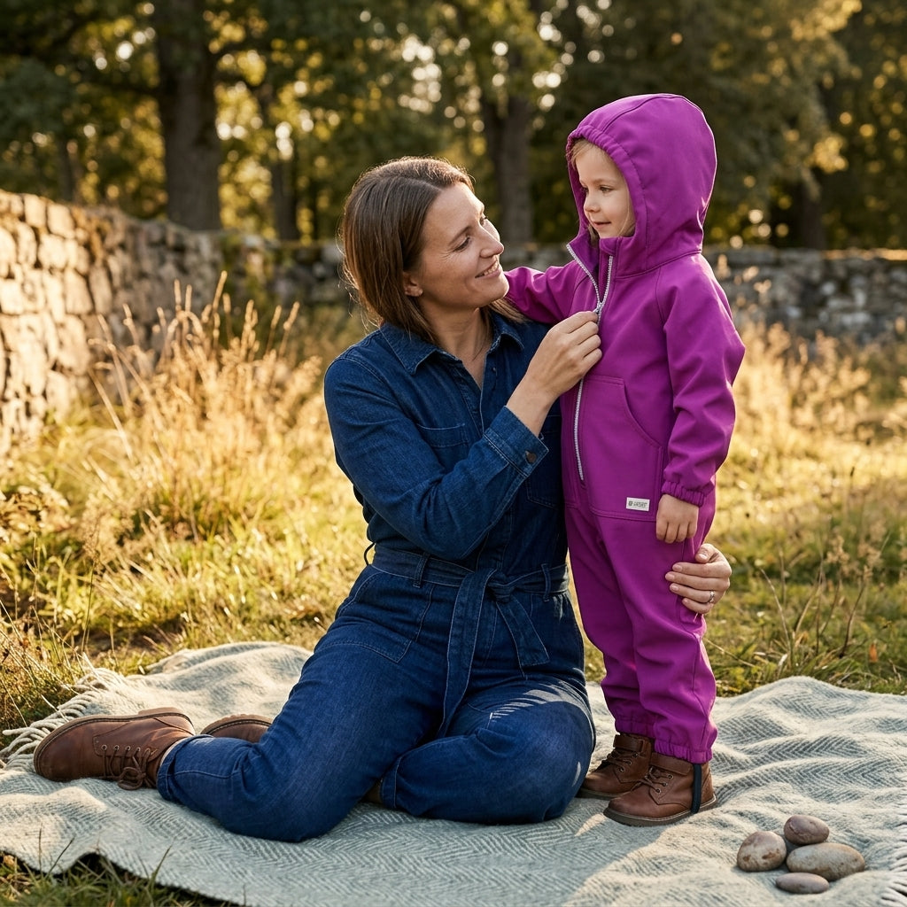 Monkey Mum® Tutina softshell con membrana – Lampone succoso - dim. 98/104, 110/116