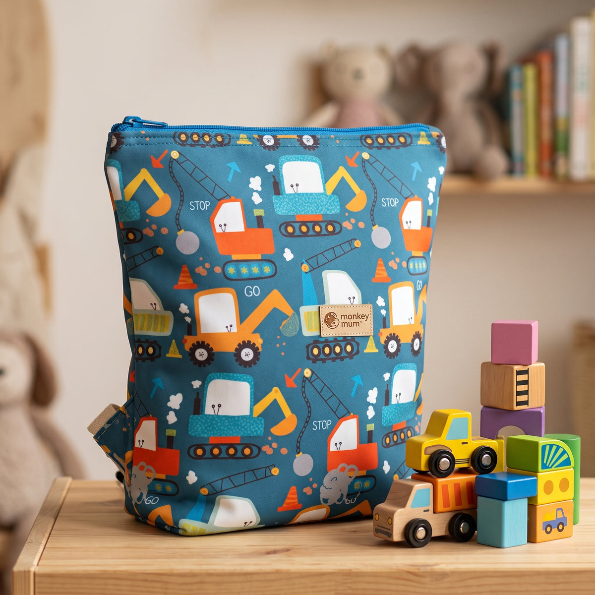 Zainetto softshell per bambini Monkey Mum® - Cantiere giocoso