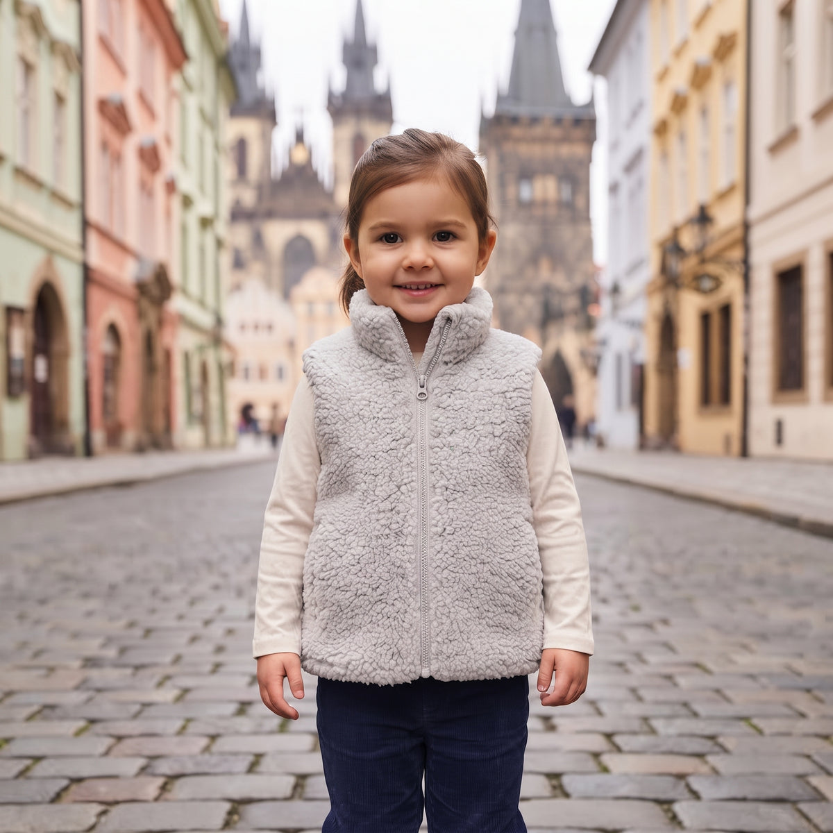 Gilet in teddy Monkey Mum® - Grigio chiaro