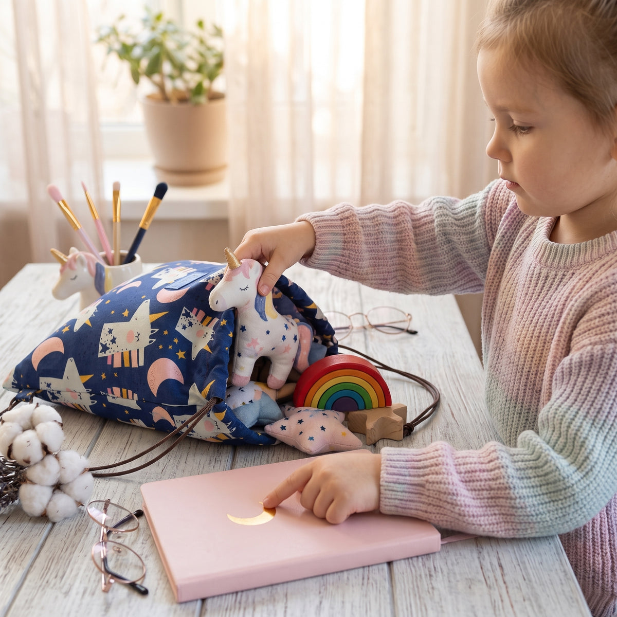 Sacchetto in tessuto Monkey Mum® - Unicorno