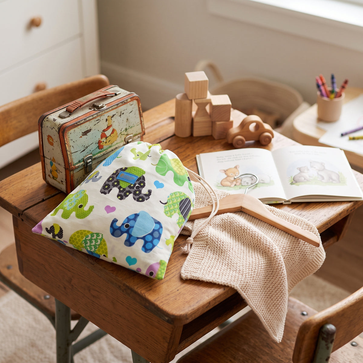 Sacchetto in tessuto Monkey Mum® - Elefante allegro