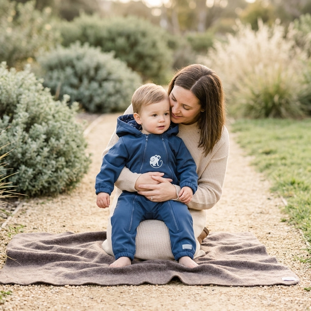 Monkey Mum® Tutina softshell con membrana –Cielo dei dinosauri - dim. 62/68, 74/80