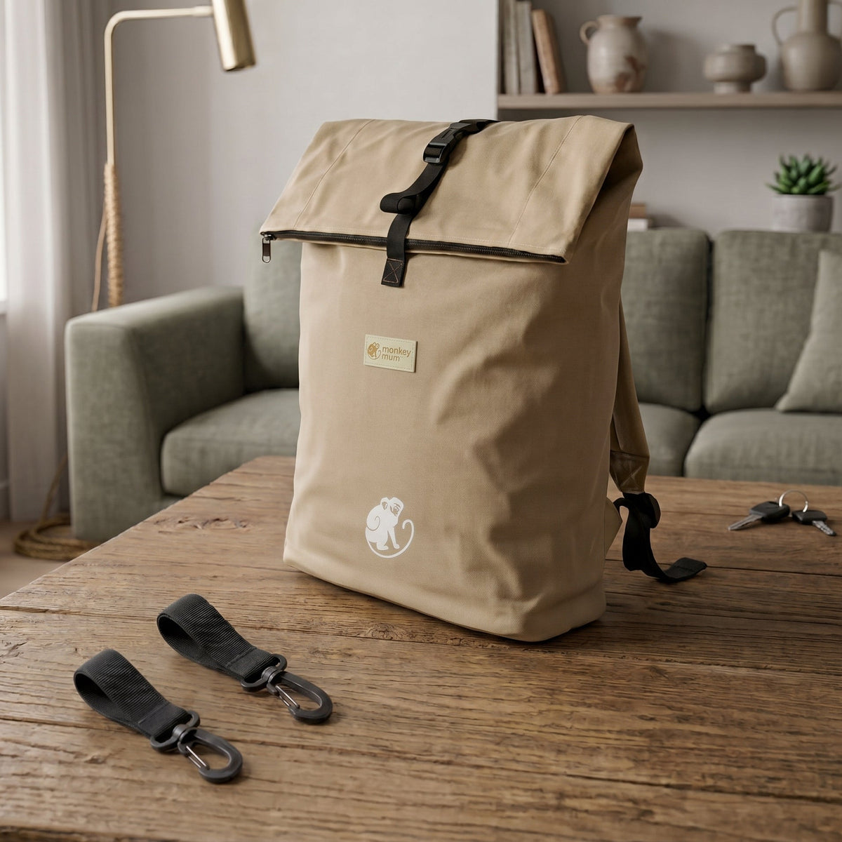 Monkey Mum® Zaino in twill per passeggino – Sabbia del deserto