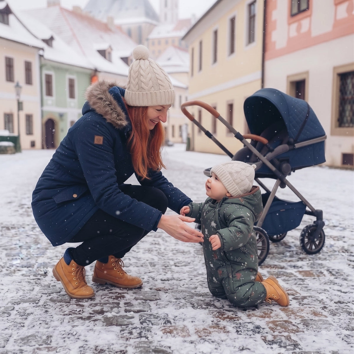 Monkey Mum® Tuta softshell invernale per bambini con interno in pile teddy - Piccolo cacciatore kaki con l'orso - tag.62/68, 74/80