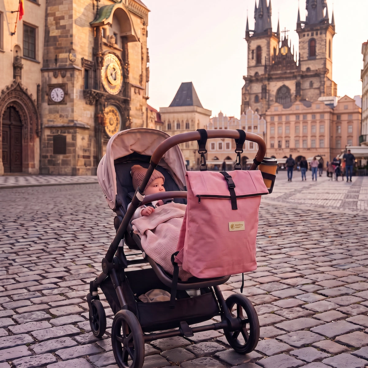 Monkey Mum® Zaino in softshell per passeggino – Zucchero filato
