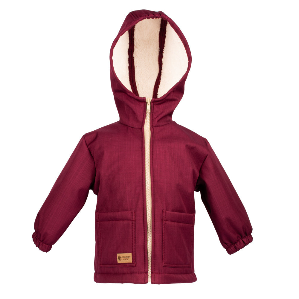 Giacca softshell invernale per bambini con agnello Monkey Mum® - Cappuccetto Rosso bordeaux