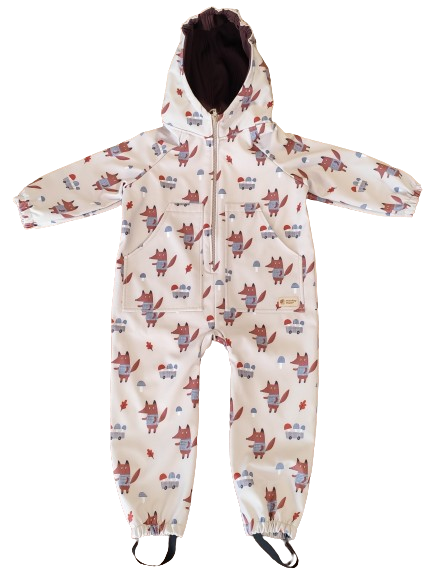 Tuta softshell con membrana Monkey Mum® – Volpi sui funghi - dim. 98/104, 110/116