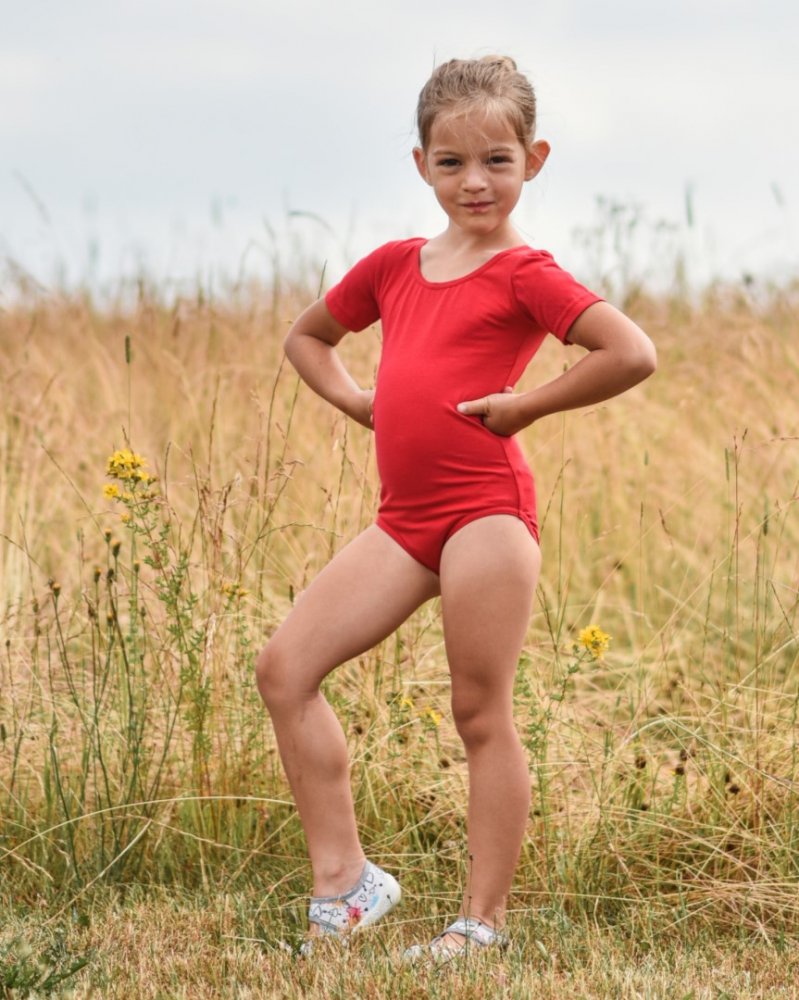 Maglia da danza classica e ginnastica per bambine, rossa