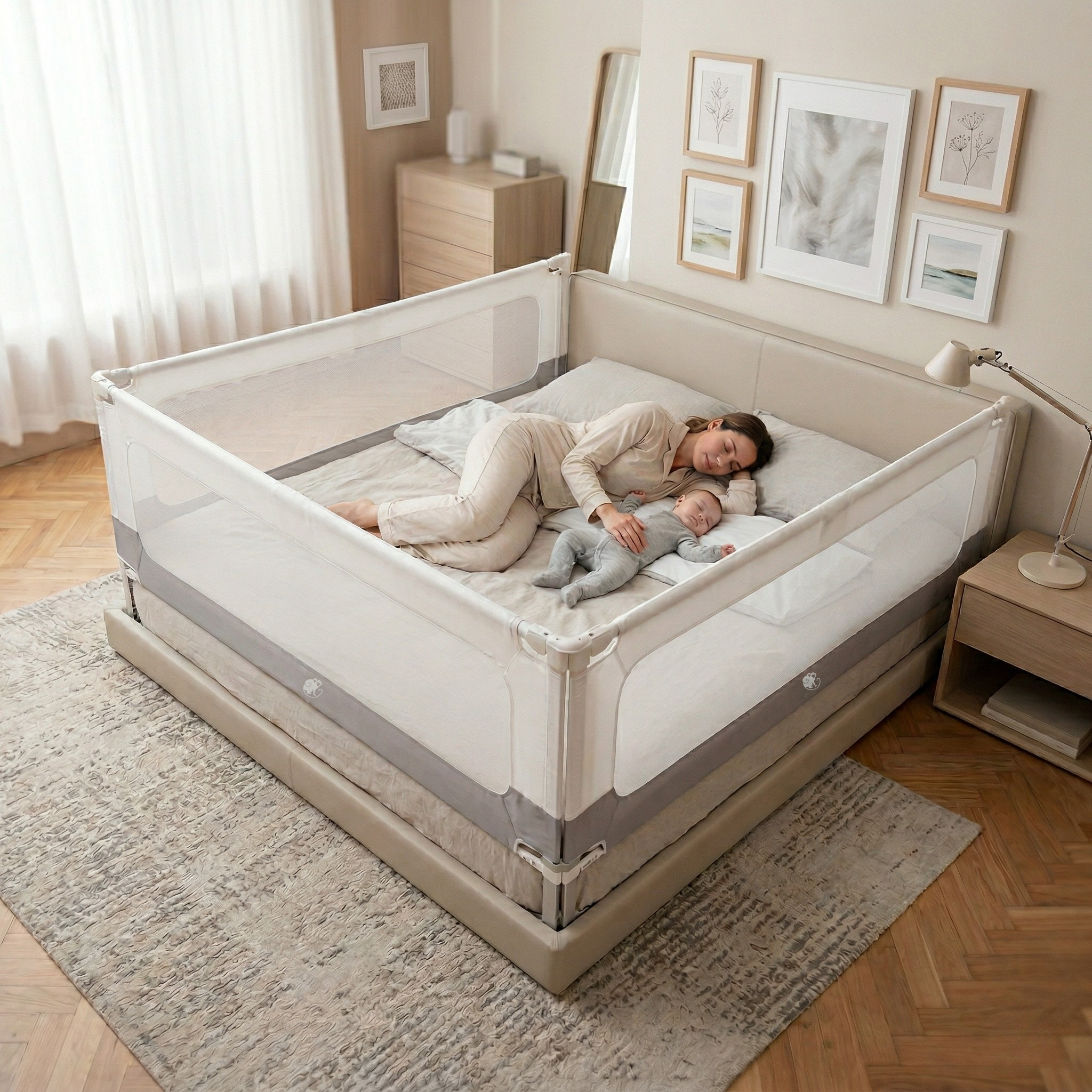 Barriera per letto e recinto Monkey Mum® 2in1 Smart - aperto