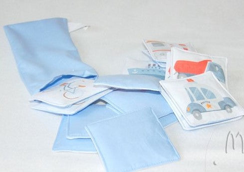 MyMoo Gioco di memoria tessile - set di 10 coppie - Mezzi di trasporto