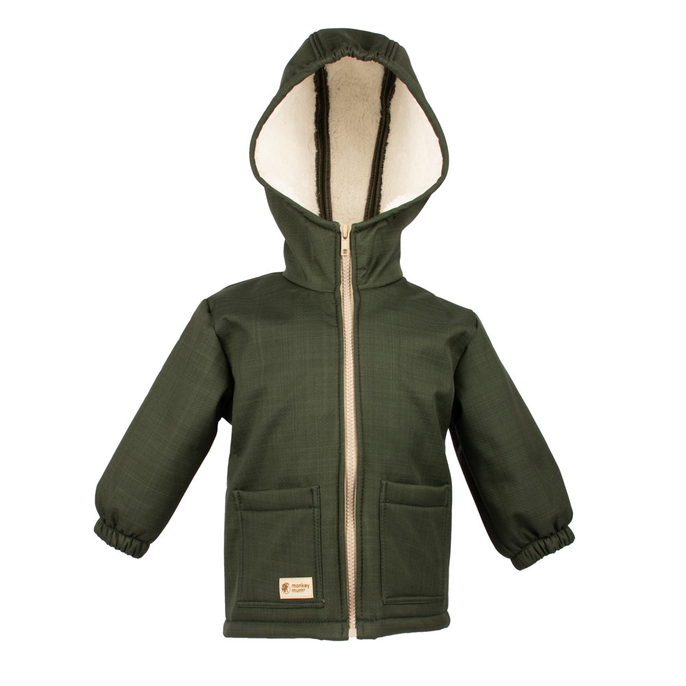 Giacca softshell invernale per bambini con pile Monkey Mum® - Cacciatorino kaki