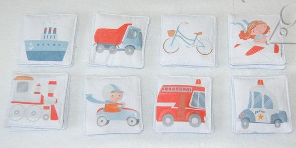 MyMoo Gioco di memoria tessile - set di 10 coppie - Mezzi di trasporto