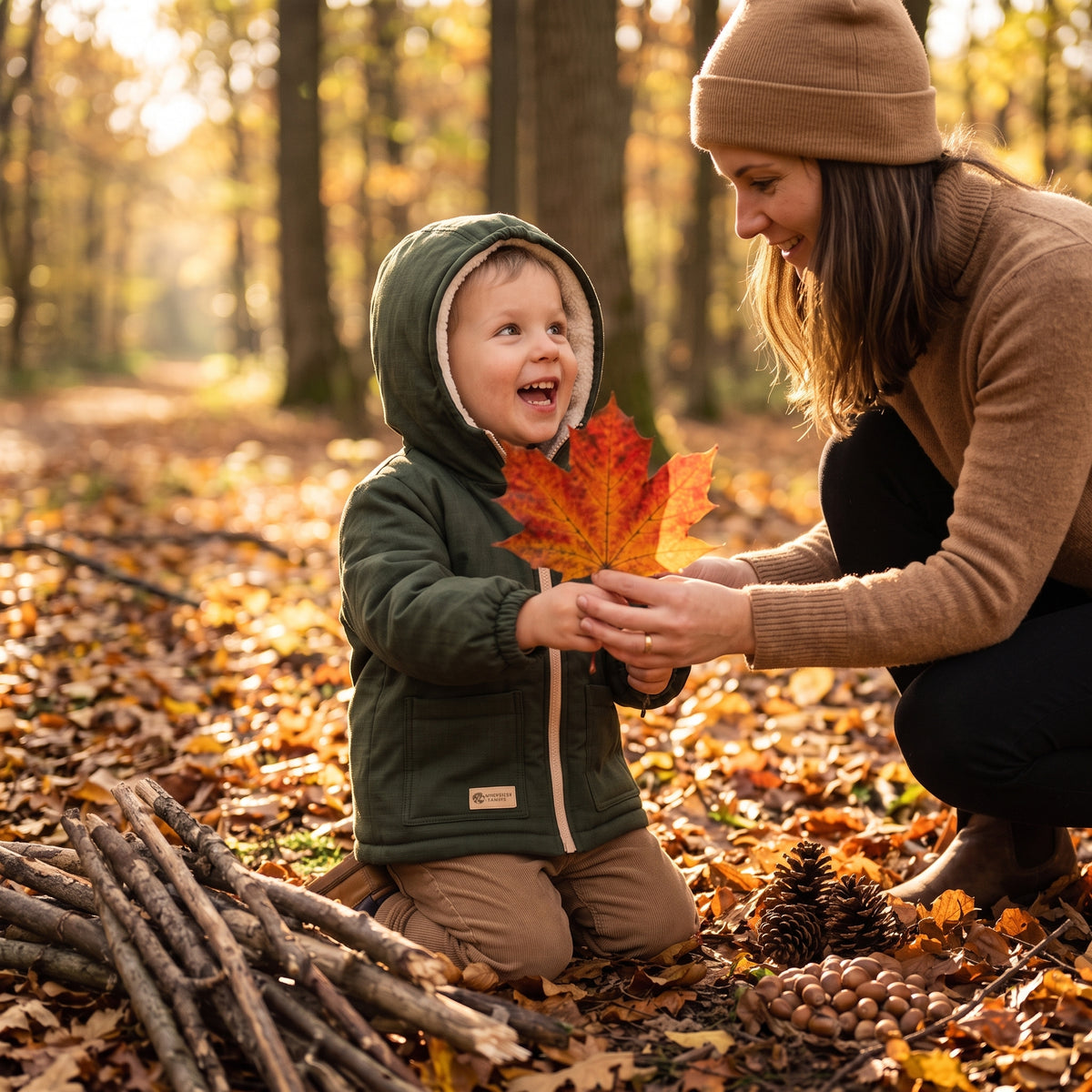 Giacca softshell invernale per bambini con pile Monkey Mum® - Cacciatorino kaki