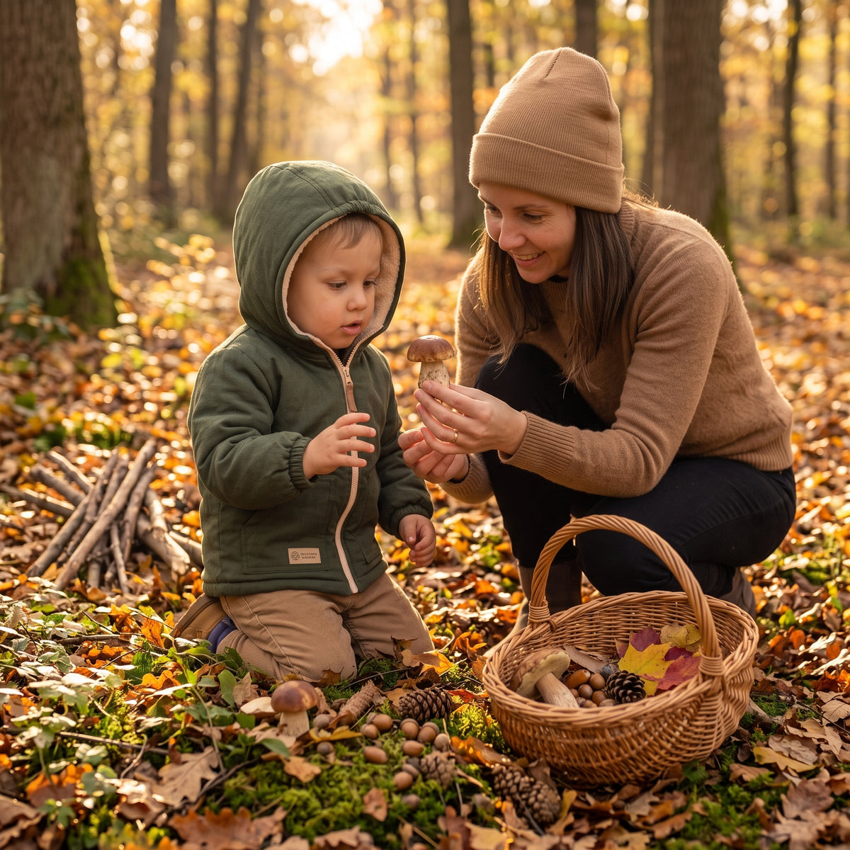Giacca softshell invernale per bambini con pile Monkey Mum® - Cacciatorino kaki