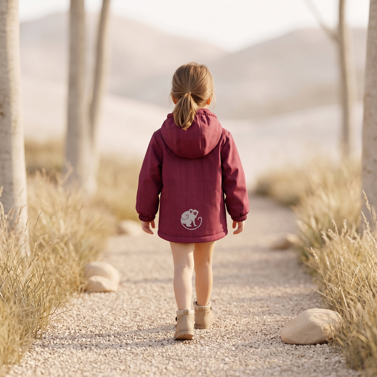 Giacca softshell invernale per bambini con agnello Monkey Mum® - Cappuccetto Rosso bordeaux