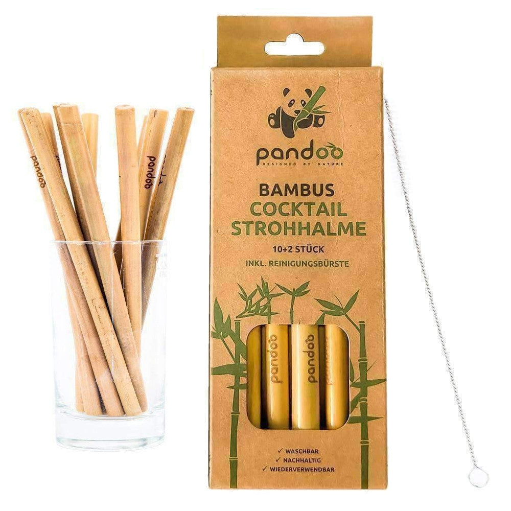 Cannuccia di bambù corta con spazzola per la pulitura, 12 pz