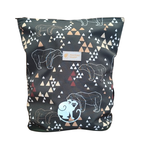 Zainetto softshell per bambini Monkey Mum® - Orso origami - Verde scuro