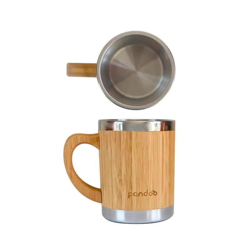 Tazza Inox caffè e tè a doppia parete con superficie in bambù, 280 ml