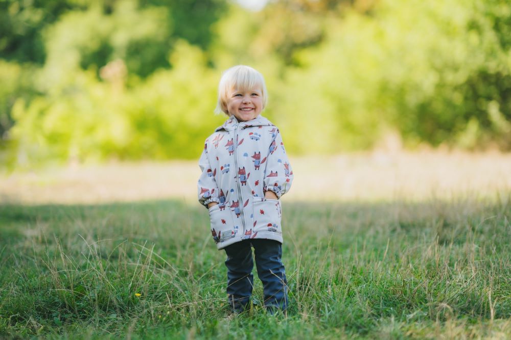 Giacca softshell per bambini con membrana Monkey Mum® - Volpi tra i funghi