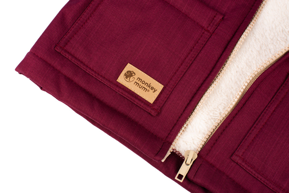 Giacca softshell invernale per bambini con agnello Monkey Mum® - Cappuccetto Rosso bordeaux