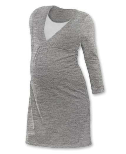 Camicia da notte per allattamento Lucie, manica lunga - grigio mélange - S/M