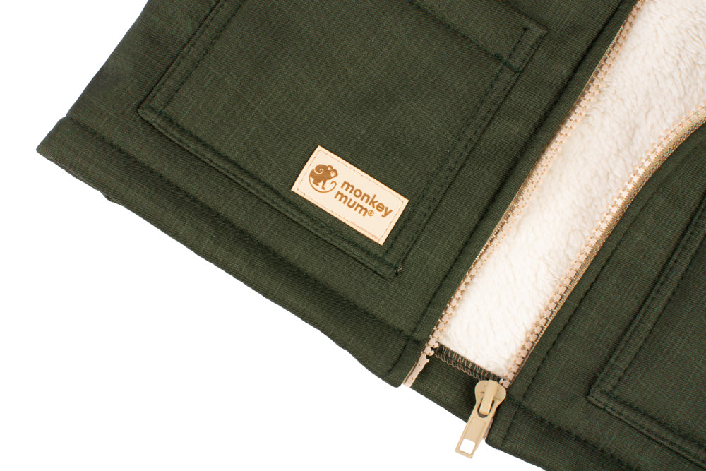 Giacca softshell invernale per bambini con pile Monkey Mum® - Cacciatorino kaki