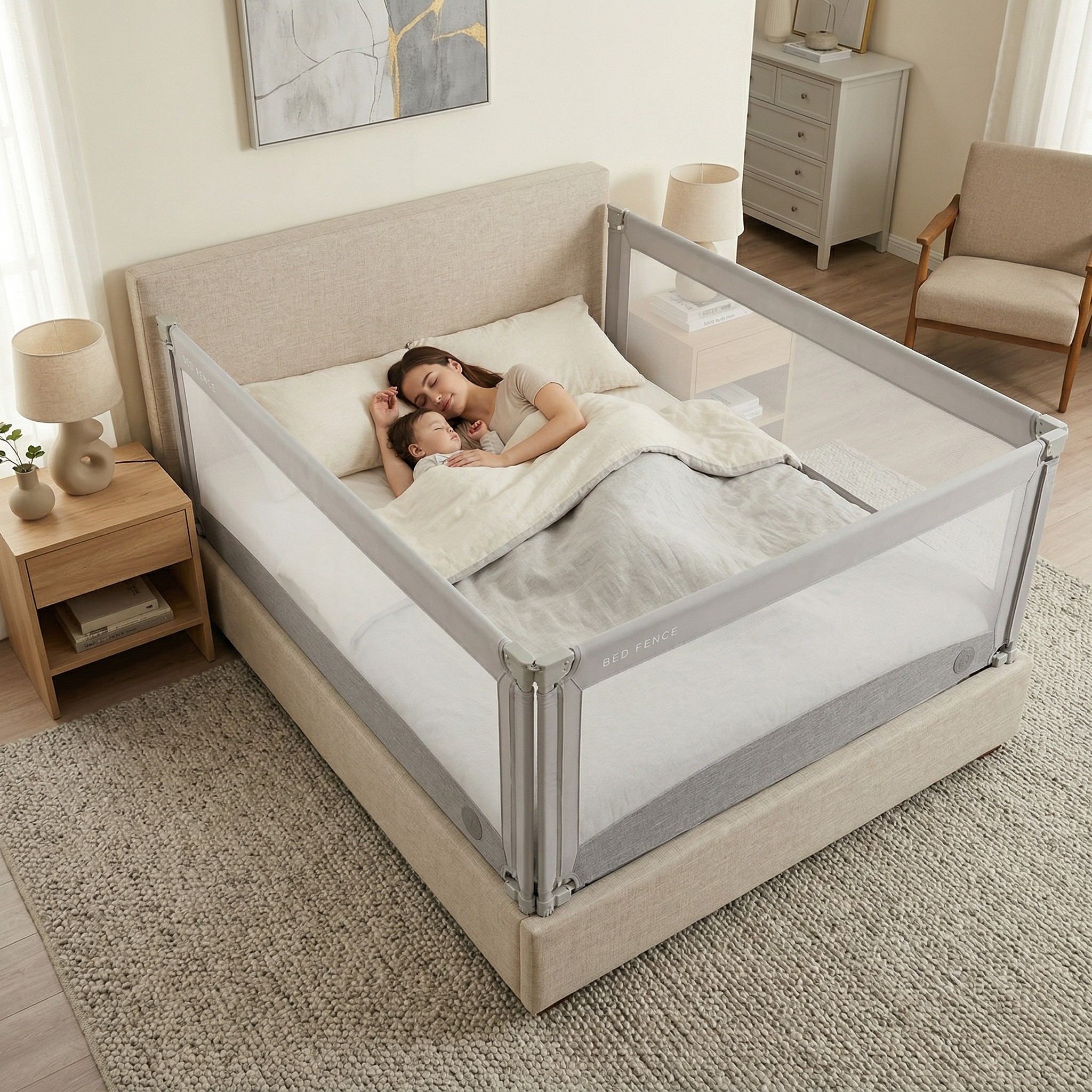 Barriera per letto Monkey Mum® Economy - grigio chiaro