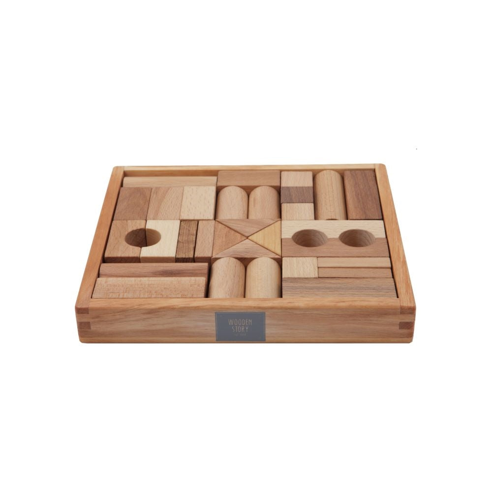 Wooden Story Cubi in scatola di legno - 30 pezzi - Naturali