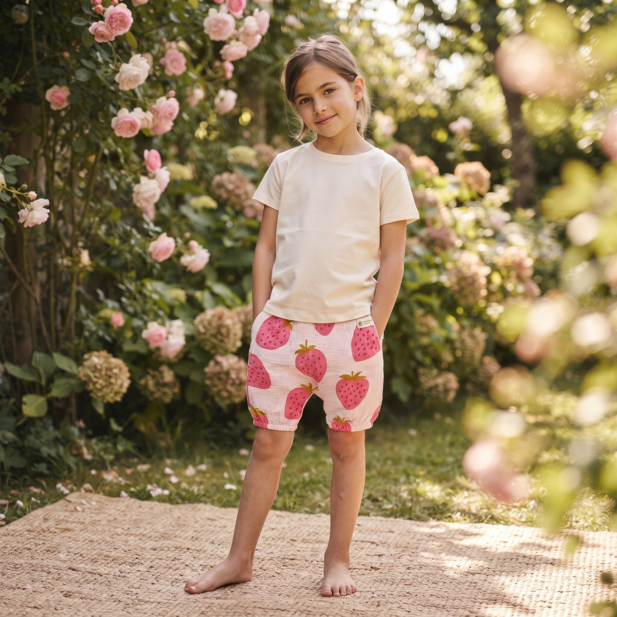 Pantaloncini in mussola Monkey Mum® - Fragola