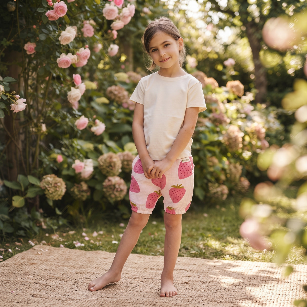 Pantaloncini in mussola Monkey Mum® - Fragola