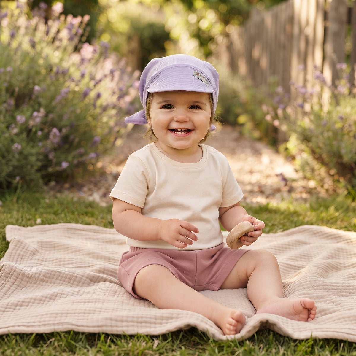 Fascia in mussola con visiera Monkey Mum® - Viola