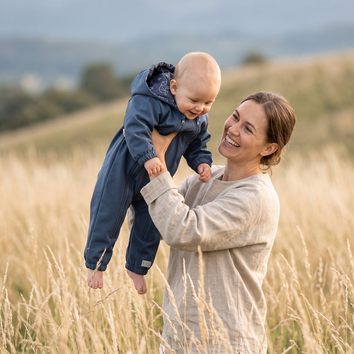 Monkey Mum® Tutina softshell con membrana –Cielo dei dinosauri - dim. 62/68, 74/80