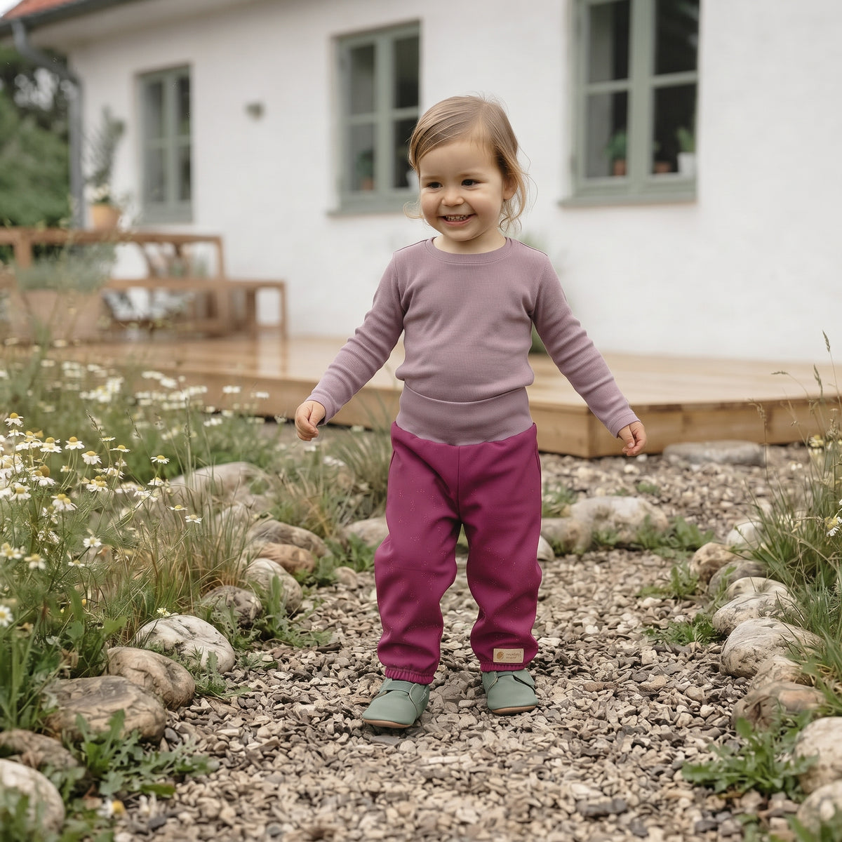 Pantaloni softshell evolutivi per bambini con membrana Monkey Mum® - Lampone succoso