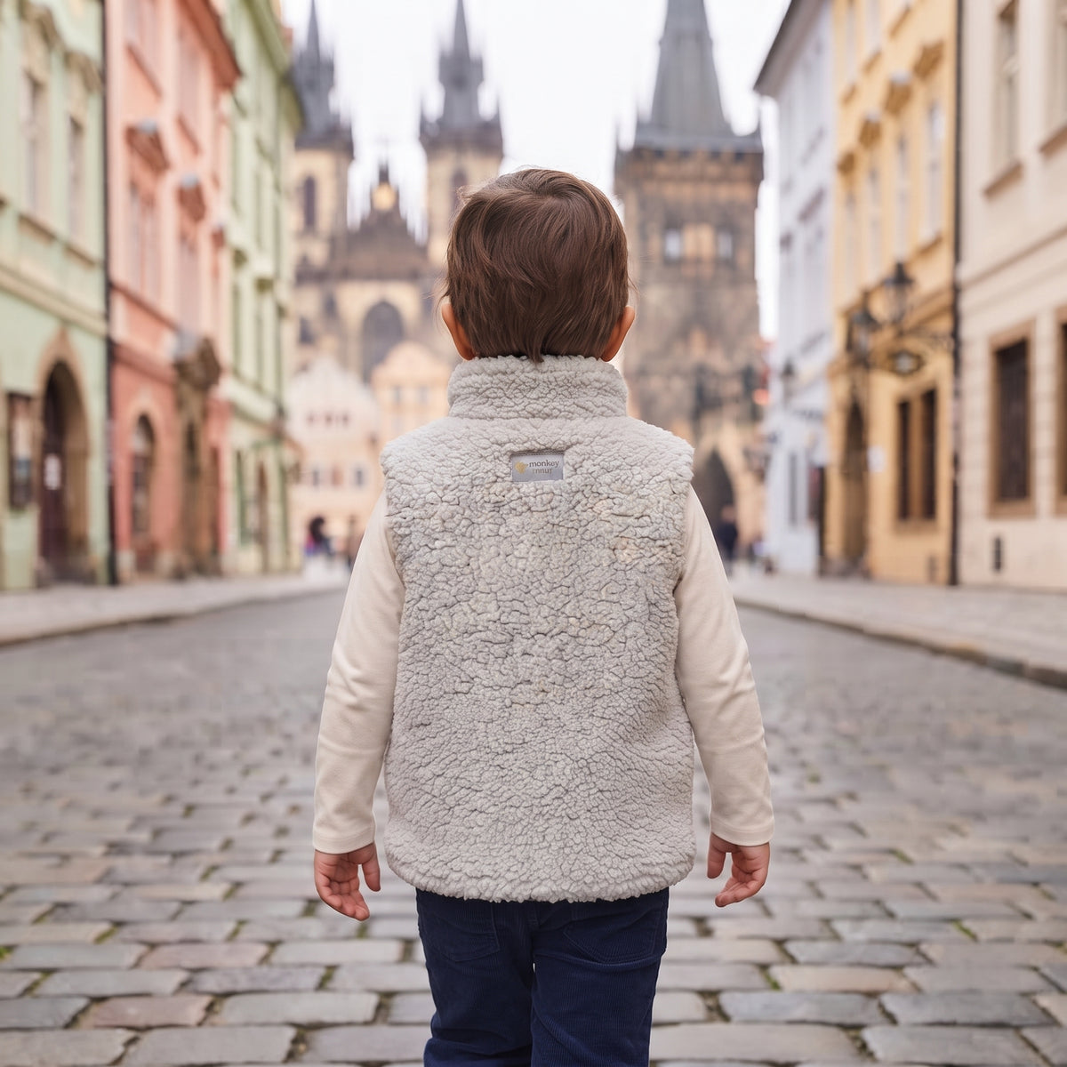 Gilet in teddy Monkey Mum® - Grigio chiaro