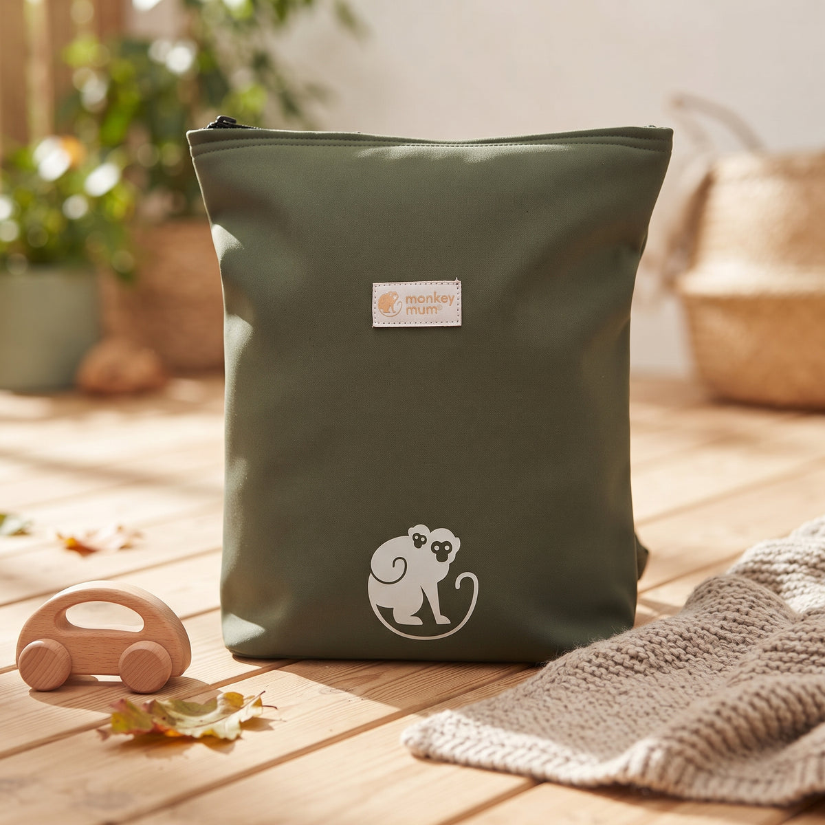 Zainetto softshell per bambini Monkey Mum® - Verde scuro