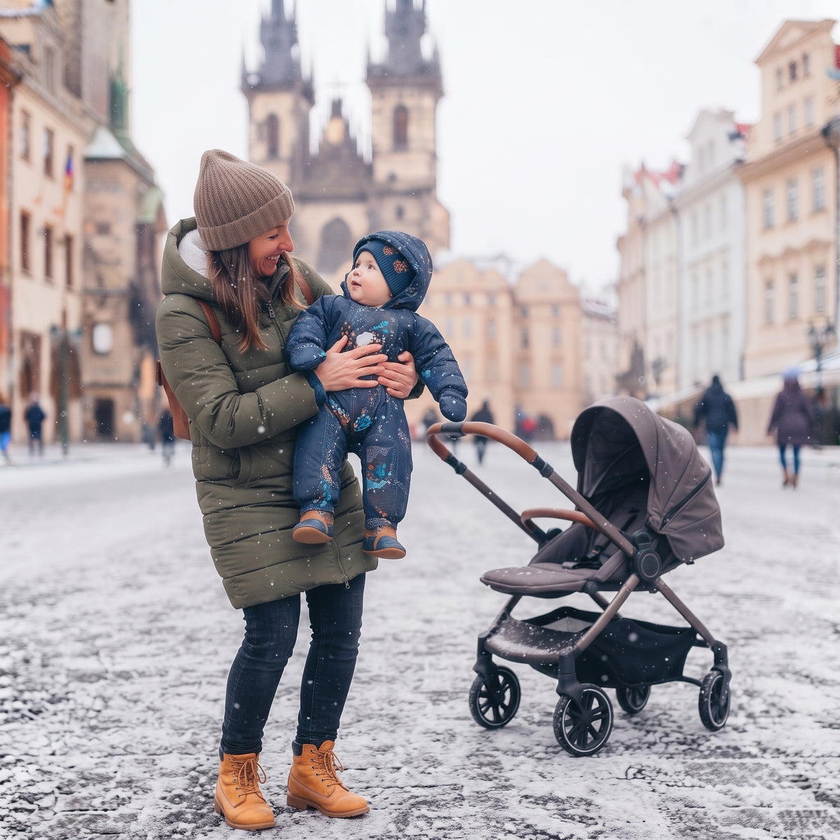 Monkey Mum® Tuta softshell invernale per bambini con interno in pile teddy - Fiaba del piccolo notiziario serale con l'orso - tag. 62/68, 74/80
