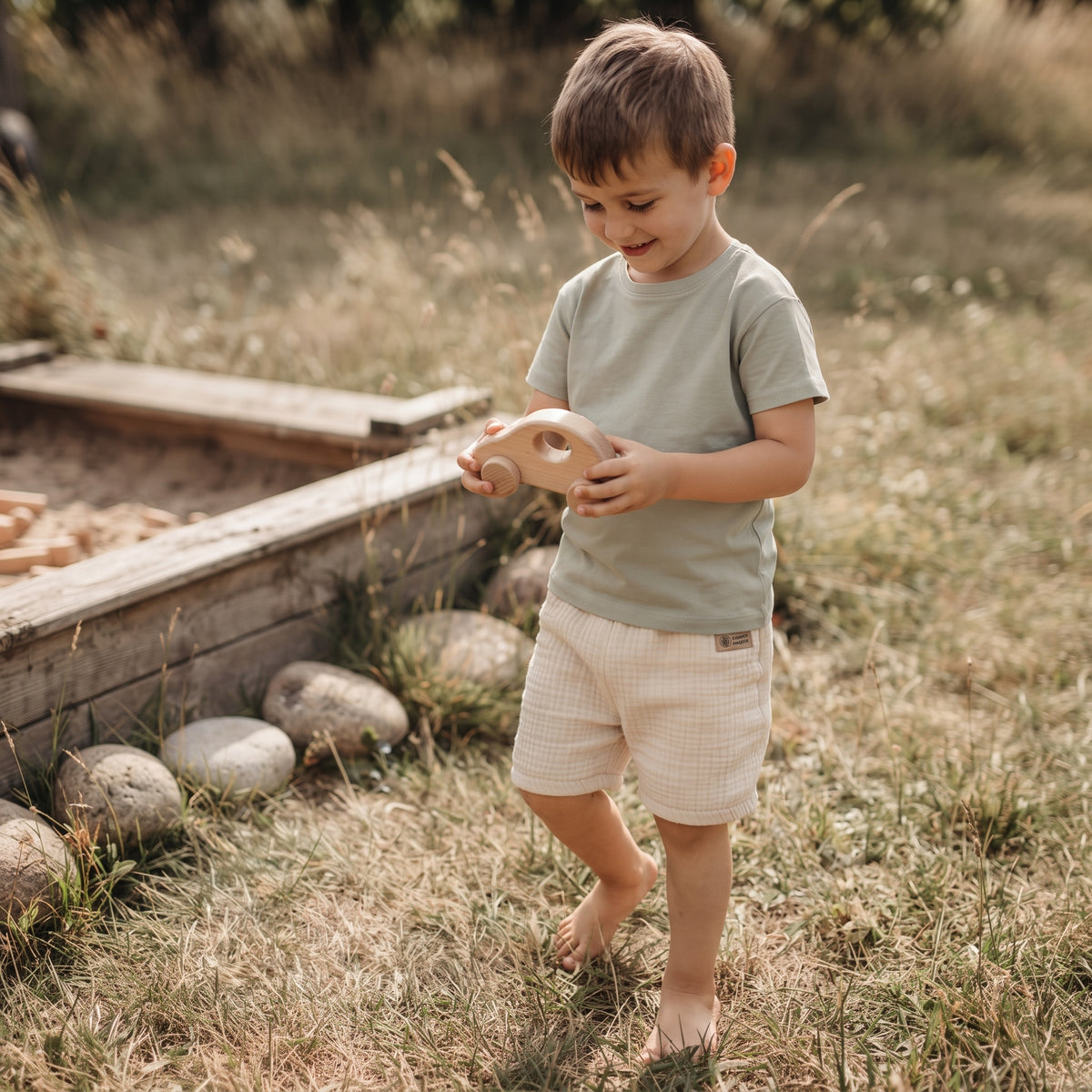 Pantaloncini in mussola Monkey Mum® - Beige