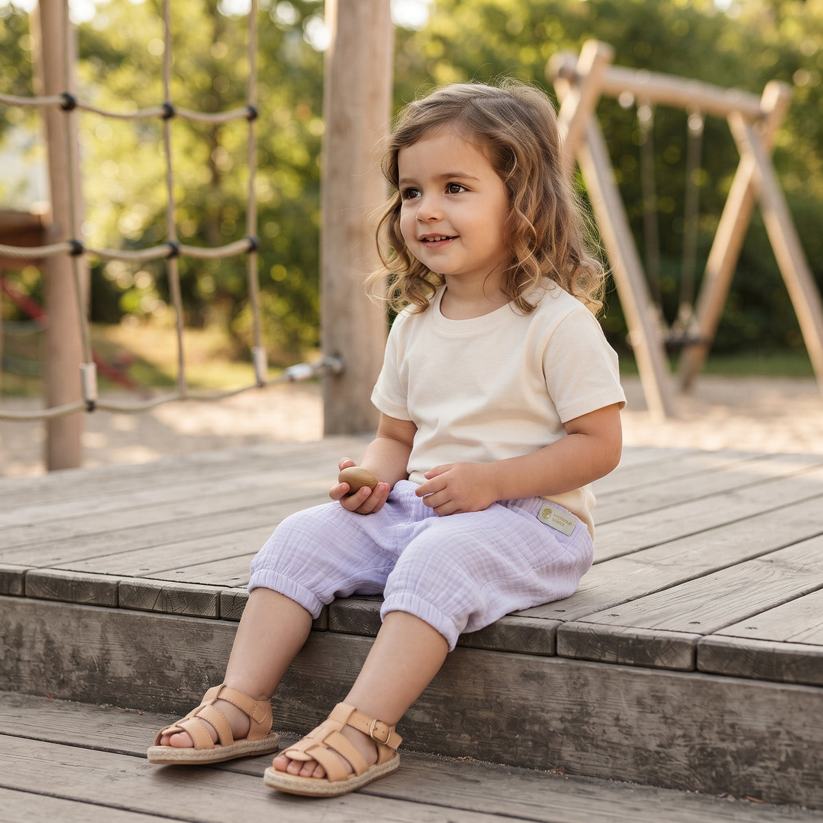 Pantaloncini in mussola Monkey Mum® - Viola