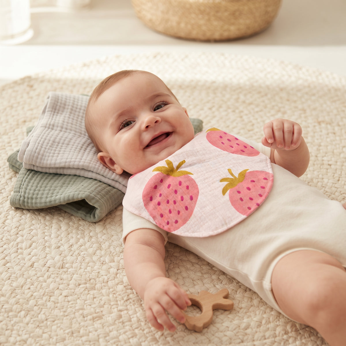 Bavetta in mussola Monkey Mum® - Fragola