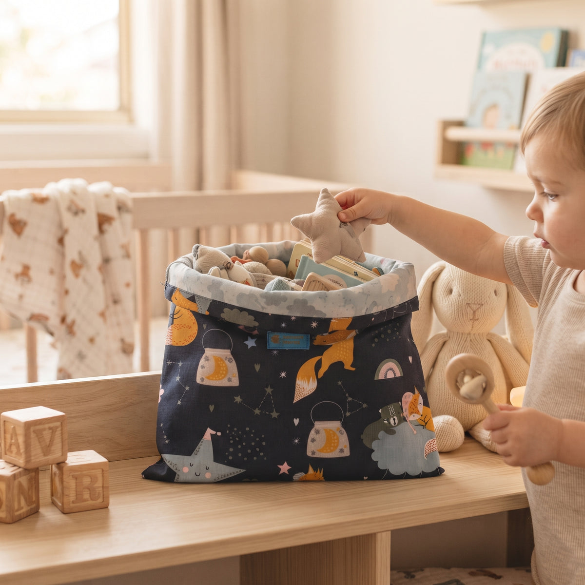 Sacchetto in tessuto Monkey Mum® - Animaletti stellati