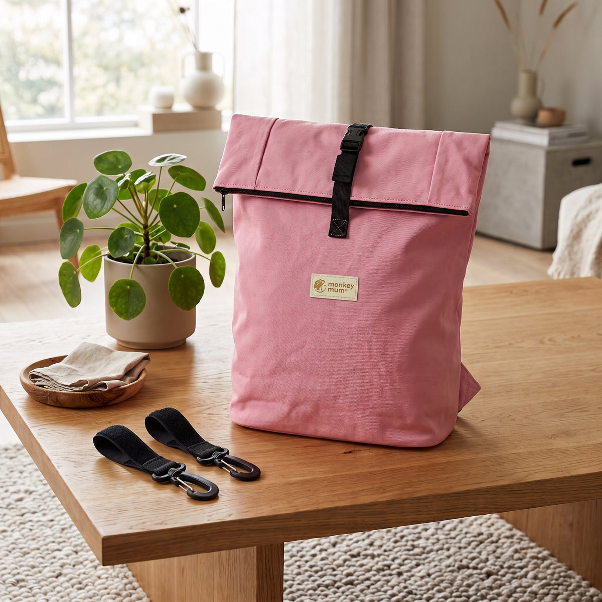 Monkey Mum® Zaino in softshell per passeggino – Zucchero filato