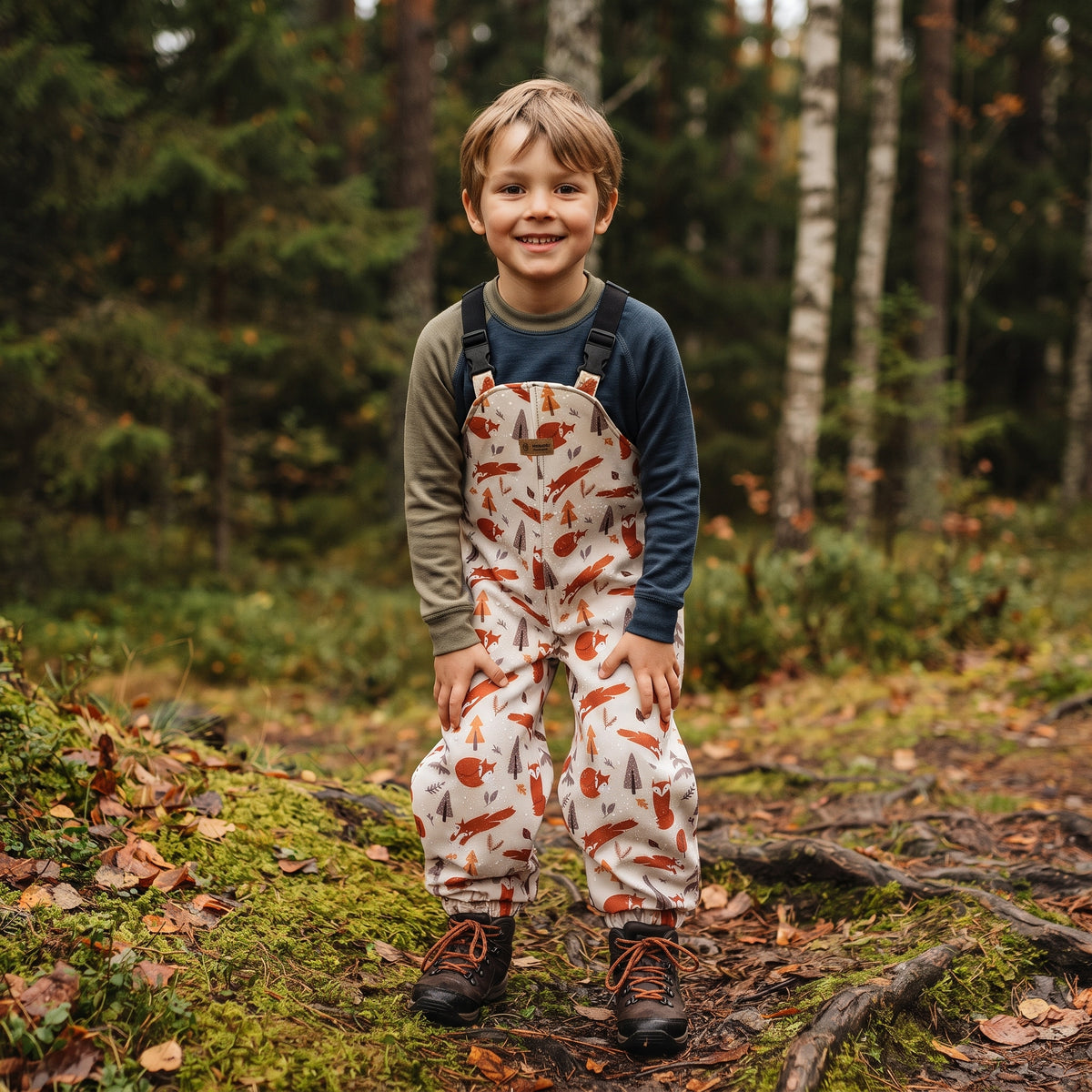 Monkey Mum® Pantaloni salopette softshell con membrana - Giochi di volpe