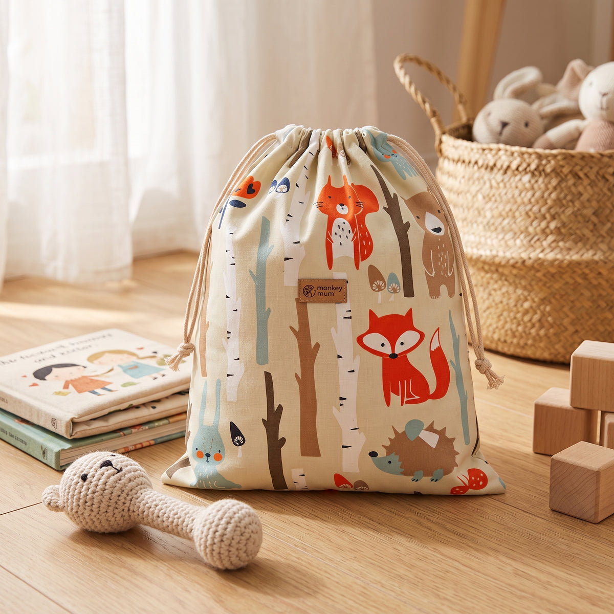 Sacchetto in tessuto Monkey Mum® - Animaletti nel bosco