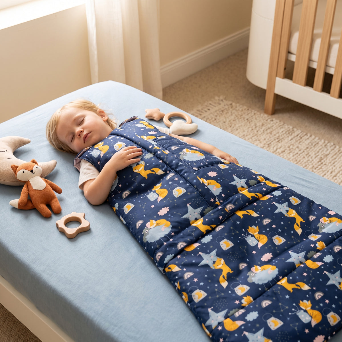 Sacco nanna evolutivo invernale Monkey Mum® 0 - 4 anni - set - Sognando con la volpe