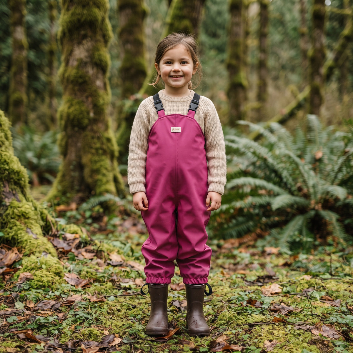 Monkey Mum® Pantaloni salopette softshell con membrana - Lampone succoso
