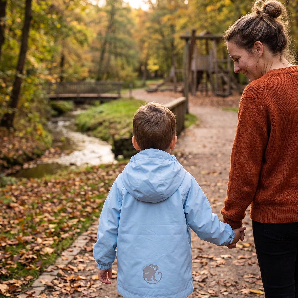 Monkey Mum® Giacca antivento con maniche raglan - Azzurra